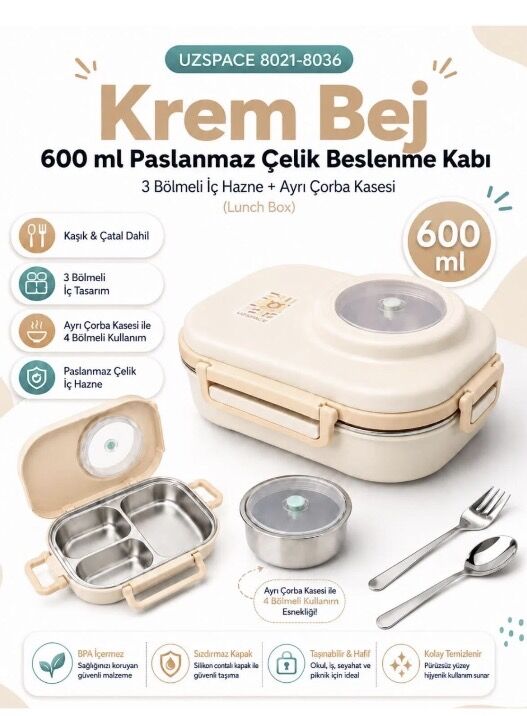 UZSPACE 600ML LUNCHBOX YEMEK TAŞIMA (8021)