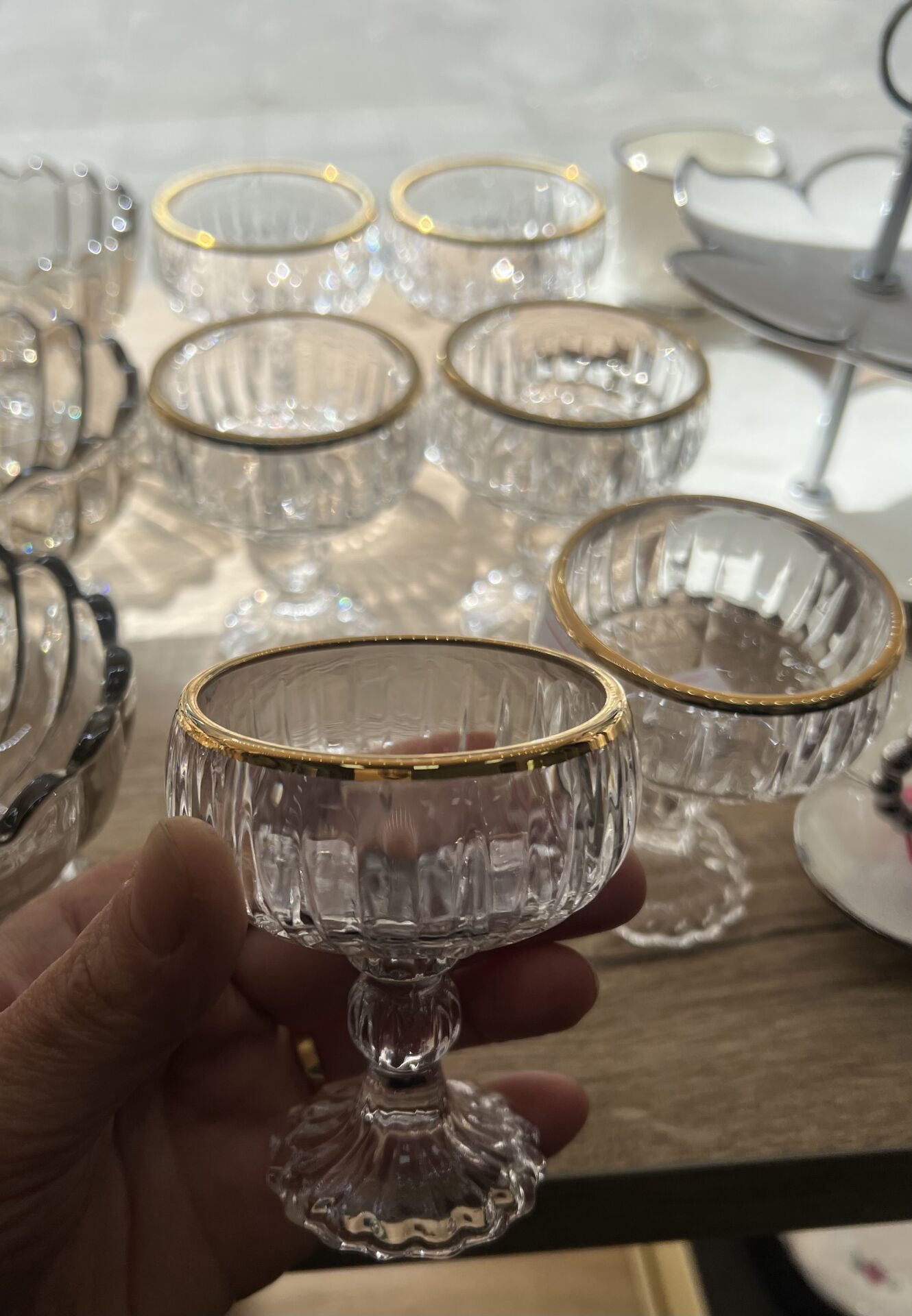 6lı GOLD YADIZLI MİNİ CAM LOKUMLUK (lvn)