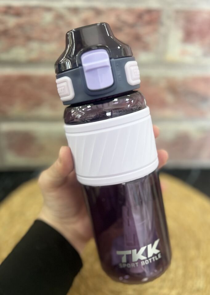 T1025 600 ML SİLİKON GÖVDELİ  ÇİFT İÇİMLİ MATARA Mor
