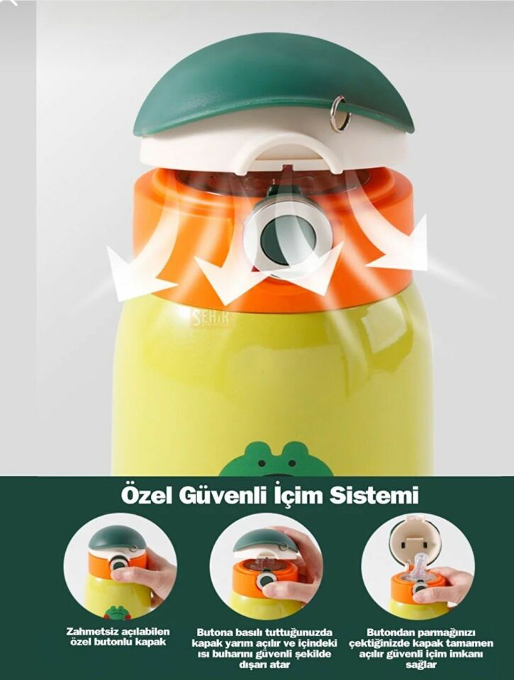 CS-8105 470ml Kılıflı Pipetli Çelik Termos Çocuk Matarası