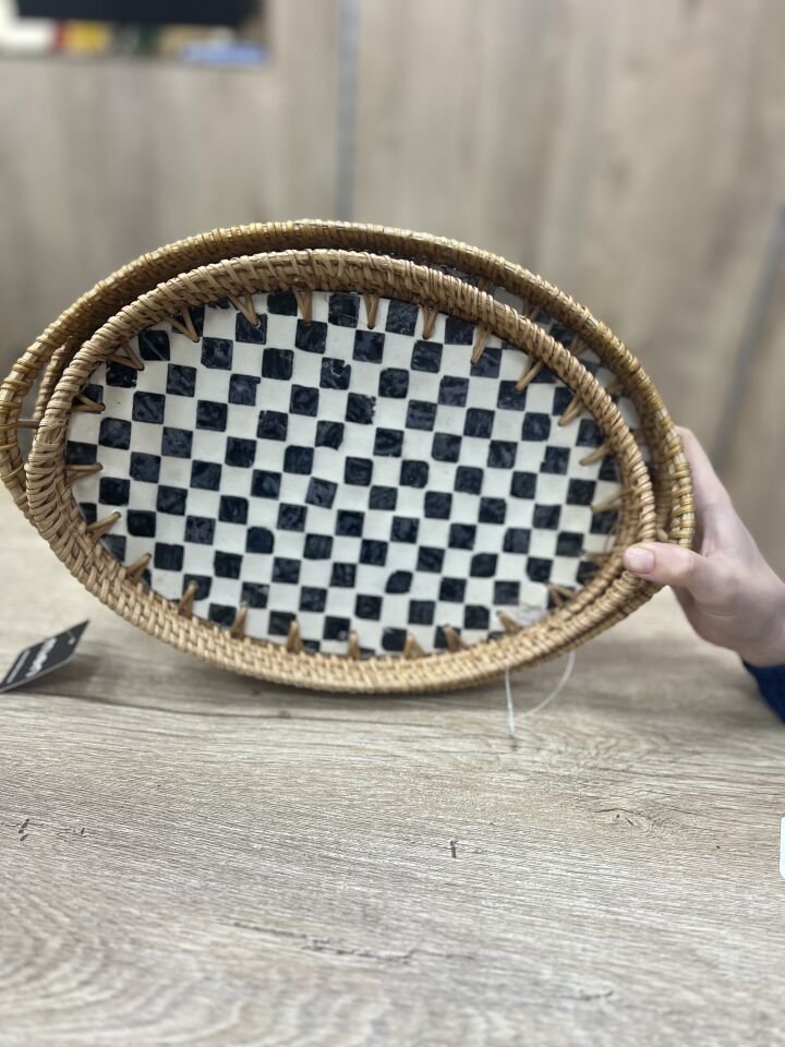 2Lİ DAMALI OVAL  SEDEF TEPSİ (1472)