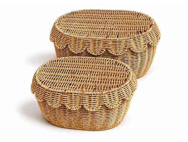 MIEN-1685 RATTAN OVAL 2li KAPAKLI SEPET