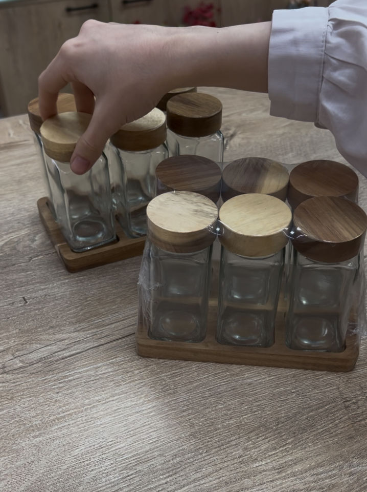 Akasya Kapak 6lı Standlı Baharat Set