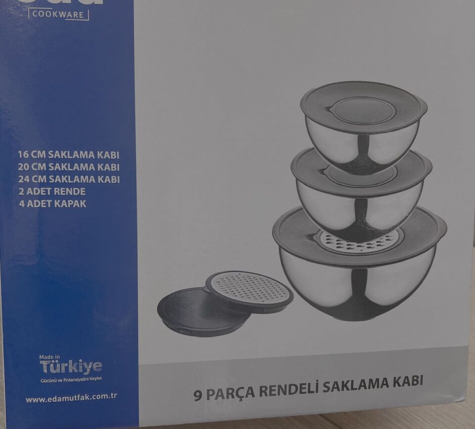 16-20-24cm 3lü Eda Çelik Saklama Kabı