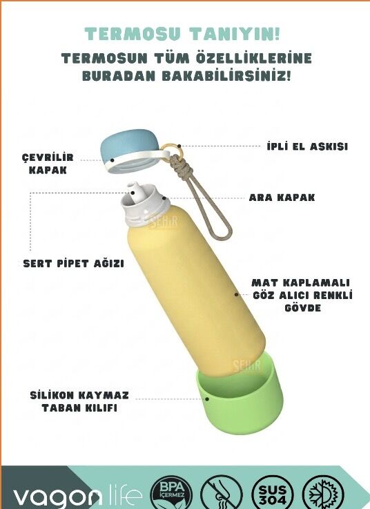 VGN-1106 ÇELİK TERMOS 750ML PİPETLİ  KAYMAZ TABAN