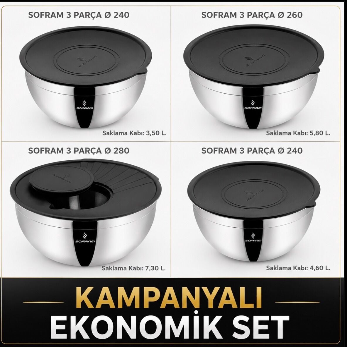 SOFRAM 22-24-26-28cm  KAMPANYALI MEGA SET