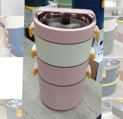 Çok Katlı Çelik Hazneli Yemek Taşıma Kabı 1800 ml - XC 545