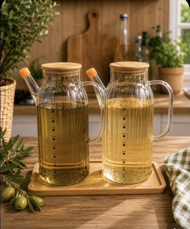 BAMBU 2Lİ 1000ML YAĞDANLIK SET KALIN ÇİZGİ