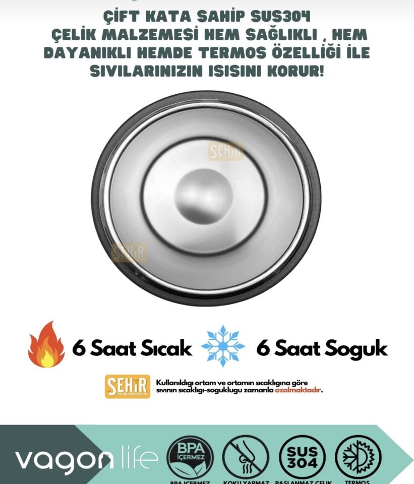 VGN-1105 ÇELİK TERMOS 550ML PİPETLİ KAYMAZ TABAN