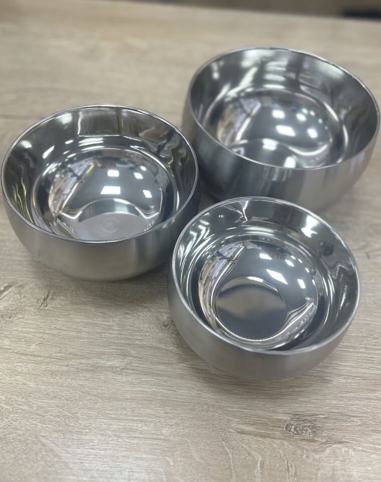 304 ÇELİK 3lü CİDARLI KASE SET (14/16/18cm)
