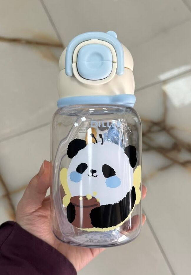 D2582 650ML PANDA FİGÜRLÜ PİPETLİ/PİPETSİZ MATARA