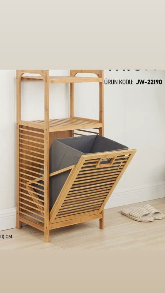 40-30-95cm Raflı Bambu Kirli Çamaşır Sepeti
