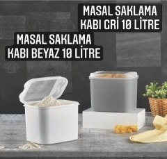 VP-034 Masal Un ve Bakliyat Saklama Kabı 10 Litre - Gri